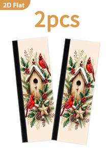1/2Pcs Christmas Fridge Handle Covers, North American Cardinal & Berry Pattern, With Hook And Loop Fastener, Suitable For Refrigerator, Oven, Microwave, Dishwasher, Christmas Kitchen Decor - View 10