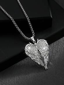 1 buah Kalung Liontin Sayap Ganda Malaikat Modis Gaya Hip-Hop Eropa dan Amerika, Cocok untuk Pemakaian Sehari-hari Pria, Pesta, dan Hadiah - Perak - View 6