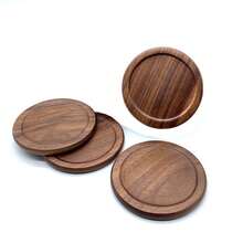 6pcs/4pcs/3pcs/2pcs/1pc Black Walnut Wood Coaster Set, Round Beech Wood Coasters, Heat Resistant Coffee Mats, Wooden Beverage Cup Pads, Suitable For Kitchen, Restaurant, Living Room Decor, Tabletop Protection Mat, Multi-Size Wooden Coaster Set, Home & Cafe Tabletop Decoration - Walnut - View 7