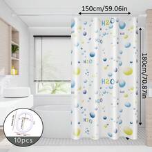 1pc Water Molecule Pattern Shower Curtain, Bathroom Dry/Wet Separation Partition Curtain, Suitable For Home, Hotel, School Dorm, Comes With Hanging Rings - Multicolor - View 14