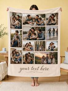 Custom Photo Collage Blanket, Custom Image Blanket, Picture Blanket, Text Blanket, Family Blanket, Personalized Christmas Gift - Multicolor - View 3