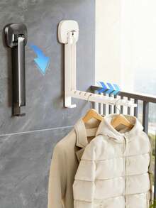 1pc Wall-Mounted Suction Cup Clothes Drying Rack, Suction Cup Hook Laundry Storage Box, Space-Saving, Retractable And Reusable, Portable Behind-Door Hook, Suitable For Indoor, Balcony, Bathroom, Bedroom, Closet And Other Places, No Drilling Required (Random Color) - Multicolor - View 3