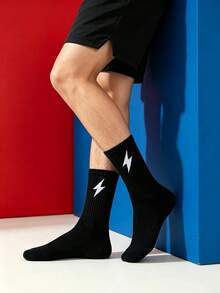 1/5/10/20 Pairs Men's Casual Socks, Simple Design Mid-Calf Socks, Comfortable Soft Versatile - Multicolor - View 3