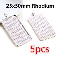 5pcs Rectangle Pendant Cabochon Blank Base Setting Bezel Tray 10x50mm/10X25mm/25x50mm Inner Size Alloy DIY Jewelry Making Accessories - Rectangular Base - View 24