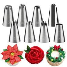 8pcs/Set 304 Stainless Steel Christmas Poinsettia Piping Tips, Suitable For Cupcakes, Cakes, Cookies Decoration - Multicolor - View 1