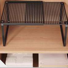 Expandable Metal Cabinet Shelf Organiser, Adjustable Stackable Storage Rack, Heavy Duty Mesh Countertop Shelf For Kitchen, Wardrobe, Cupboard, Pantry & Bathroom Storage - Black - View 4