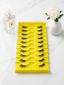 Half-Length Cat Eye False Eyelashes, Soft Natural Transparent Stem, Fluffy Natural Makeup Look, Dense Fine Lashes For Makeup - Black - View 3