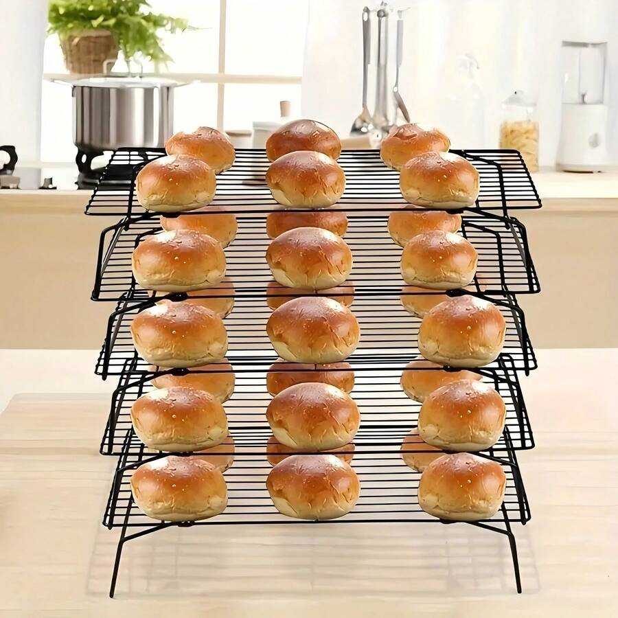 1/3/5PCS 16X10 Inch Foldable Cooling Rack, Baking Tray Style Rack, Stackable Baking Cooking Drying Cooling Rack, Camping Grill, BBQ Rack, Kitchen Supplies, Perfect Gift For Cooking Baking Cooling Cookies Cakes Suitable For Various Holidays - View 1