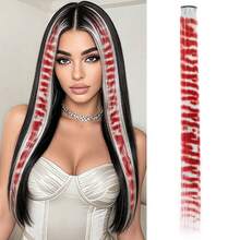 45cm/18" Feather Hair Extension Clip-In Hidden Hairpiece, Gothic Style Black Striped Texture, Multi-Color Festive, Suitable For Beginners, Natural Looking Synthetic Fiber For Christmas, Carnival, Role Play, Party, Birthday - Multicolor - View 32