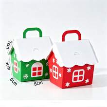 12pcs/Pack Christmas Party Gift Decoration Boxes Candy Cookie Boxes Christmas 3D Paper Boxes Handheld Carry Boxes Decorative Paper Boxes - View 3