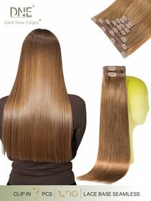 DNE HAIR 7Pcs Clip In Human Hair Extensions 120G 6# Light Brown Double Weft Invisible Clip Ins Remy Hair Extensions Seamless Soft Thick Ends Remy Hair Anti Shedding Reusable Hair Extensions For Thin Hair Salon Daily Wedding Party Styling For Women Girls - S6 - View 1