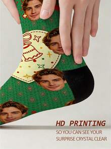 1 Pasang Kaos Kaki Kustom, Kaos Kaki Wajah Kustom, Kaos Kaki Foto Personalisasi dengan Pola, Pasang Wajah Apa Saja di Kaos Kaki, Hadiah Terbaik untuk Teman, Kaos Kaki Lucu, Imut, Natal - MultiWarna - View 2
