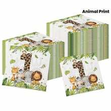 20/40/60 Sheets Jungle Safari Animal Print Disposable Paper Napkins, Vibrant Patterned Napkins With Giraffe, Lion, Zebra, Elephant & Monkey, Colorful Themed Table Decorations For Safari Party, Restaurant & Home Decor - View 1