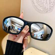 1 Pair Sporty Casual Glasses, All Season, Wrap-Around Full Frame, Colorful Coated Lenses, Multiple Colors Available, Men's Daily Outfit Decorative Accessory - Multicolor - View 8