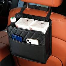 1pc Black Car Seat Back Storage Organizer Bag, Multi-Function Car Interior Storage Pouch - A - View 9