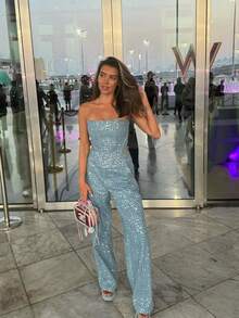 Women Two-Piece Outfits - Sky Blue - View 6