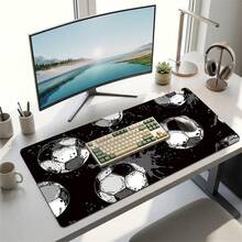 Black Background Football Pattern Gaming Mouse Pad, Non-Slip Rubber Desk Mat, Smooth Gliding Surface, Suitable For PC Laptop Office Home, Sports Abstract Art Decor, Back To School Supplies - A - View 12