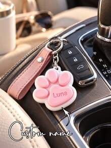 1pc Personalized 3D Printed Keychain, Customizable Name & Pet Paw Charm, Portable Bag & Key Accessory, Cute Cat & Dog Paw Design Home Decor, Interactive Press Design, Durable Daily Carry Ornament, Pet Lover Commemorative Trinket, Backpack, Purse, Home Storage Practical Pendant - Multicolor - View 1