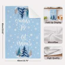 2PCS Kitchen Towels, Christmas Blue Snowman Snowy Scene Kitchen Towel Dish Cloth, Watercolor Style 40*60cm Rectangular Soft Microfiber Cleaning Kitchen Towel, Perfect For Kitchen, Dining Room And Bathroom Use, Christmas Kitchen Decor, Home Decoration, Neighbor Housewarming Gift, Dishcloth Dish Towel - Baby Blue - View 5