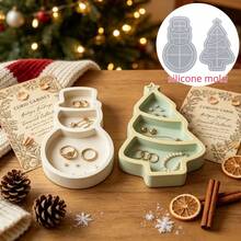 1pc Christmas Snowman Christmas Tree Divided Plate Silicone Mold, 2 Styles Available, Christmas Storage Container Making Plaster Resin Mold, Daily Storage Tray Making Mold, Perfect For Handmade Crafts, Easy Demolding And Reusable - Silicone Mold - View 8