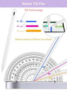 Stylus Pen Compatible With IPad, Touch Screen Pen, Tablet Stylus, Suitable For 10th/11th Gen (A16 Chip) 2022, 2025/Air4/5/6 10.9 Inch, No Bluetooth Connection Required For High Sensitivity Use. The Pen Tip Can Produce Different Line Widths Or Shadow Effects Depending On The Angle. Compatible With IPad 7/8/9 10.2 Inch/Pro11 2018-2022 11 Inch/12.9 Inch Models. Easy To Replace - Multicolor - View 10