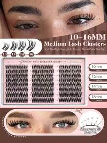 Natural Eyelash Clusters, Fine Eyelash Clusters, Cat Eye Clusters, Natural Eyelash Extension Effect 10-16mm Pre-Set Eyelash Map, Single Eyelash Clusters, Eyelash Clusters - D - View 2