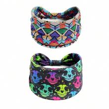 Women's Halloween Party Wide Non-Slip Thick Headband 2pcs Set, Soft Comfortable Elastic Role Play Hair Hoop, Fashion Unique Women's Hair Accessory - Multicolor - View 8