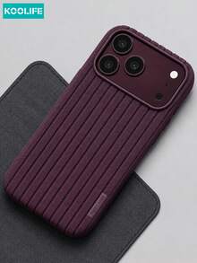 1pc Cherry Red Ribbed Texture Phone Case, Fashion Minimalist Ins Style Aesthetic Niche Elegant Design, Anti-Slip Grip Shockproof Soft TPU Protective Cover, Compatible With IPhone 18 Pro Max/18 Pro/17/17 Pro/17 Pro Max/16 Pro/16 Pro Max - Deep Cherry Purple - View 1