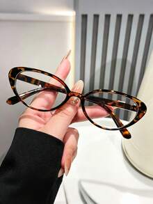 Cat Eye Exquisite Popular Design New Portable Plastic Frame Women's Transparent Glasses, Suitable For Outdoor Party Street Photography Decoration - Clear - View 7