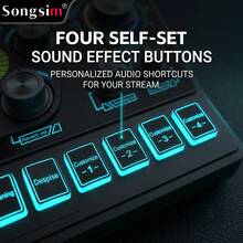 Songsim-SX91 Set Kartu Suara Khusus untuk Live Streaming/Rekaman & Mikrofon Kondensor BM800, Mendukung Transmisi Lossless OTG, Penyesuaian EQ, Kontrol Trek, Penyesuaian Reverb, Pengiring Bluetooth, Kartu Suara Digital Multifungsi, Mikrofon Pengambilan Vokal High-Fidelity, Dilengkapi dengan Kabel Audio OTG 2-in-1/Stand Lengan Boom Logam, Cocok untuk Live Streaming, Rekaman, Gaming, Bernyanyi, Alat Musik - MultiWarna - View 5