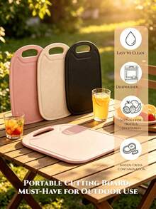 1pc Portable Handle Cutting Board, Outdoor Essential, Raw And Cooked Food Separation, Dishwasher , Easy To Clean, Suitable For Fruits, Vegetables And Baby Food - View 2