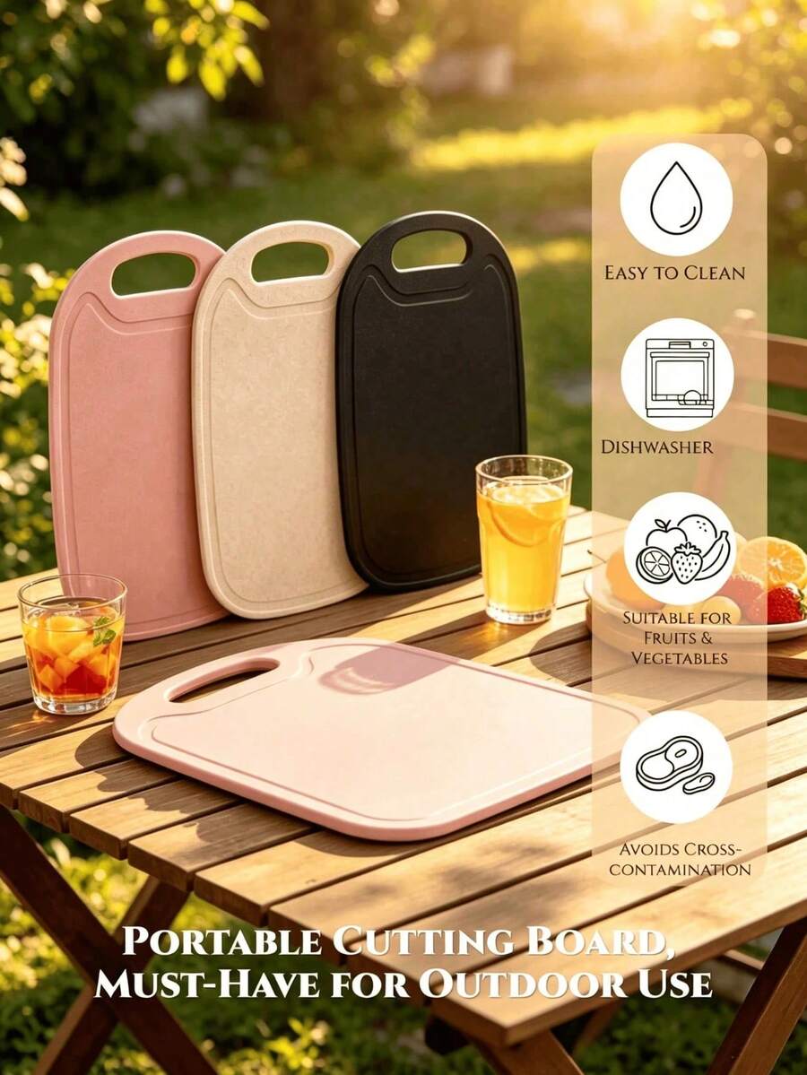1pc Portable Handle Cutting Board, Outdoor Essential, Raw And Cooked Food Separation, Dishwasher , Easy To Clean, Suitable For Fruits, Vegetables And Baby Food