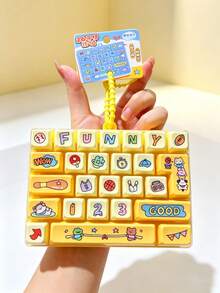 Cute 26 Grids Stress Relief Simulation Keyboard Keychain Animal Diary Desktop Decoration Student Bag Ornament Toy Creative Gift - Multicolor - View 2