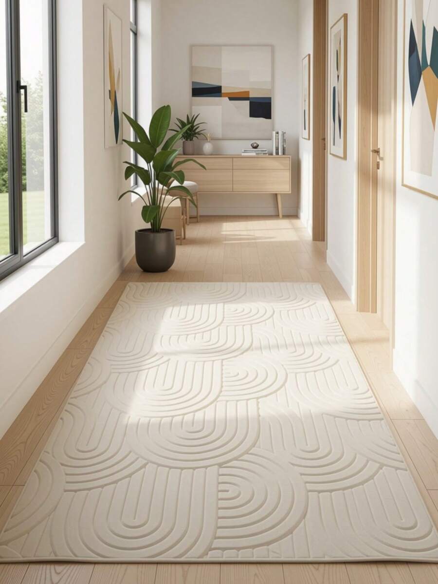 Modern Ivory Area Rug For Living Room | Soft Minimalist Contemporary Carpet Made In Turkey - Creamy White - View 1