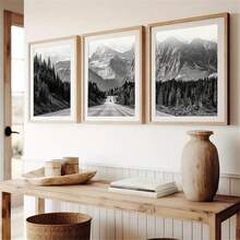1PC Black And White Mountain Prints, Natural Wall Art, Forest Scenery Canvas Posters, Modern Wall Decor, Fashion Paintings Suitable For Living Room Bedroom Bathroom Kitchen Home Office Dormitory Wall Decor Picture Optional Frame - Multicolor - View 3