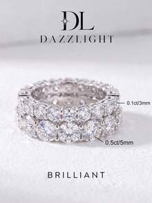 1pc 0.1ct Moissanite Engagement Ring, D Color Design, Women's Wedding Band, Exquisite Jewelry, Anniversary Gift For Wife/Girlfriend - Silver - View 1