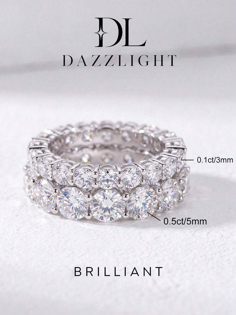 1pc 0.1ct Moissanite Engagement Ring, D Color Design, Women's Wedding Band, Exquisite Jewelry, Anniversary Gift For Wife/Girlfriend - Silver - View 1