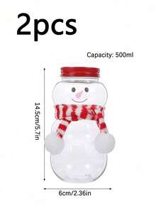 Set Of 2 Christmas Gift Containers (Featuring Snowman, Gingerbread Man, And Christmas Tree-Shaped Bodies, Complete With Scarves); Suitable For DIY Christmas Decorations, Gift Wrapping, Party Favors, New Year's Celebrations, And Birthday Parties. - Multicolor - View 11