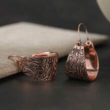 Gmzalx Women's Vintage Bohemian Carved Hoop Earrings, Pattern Accessory, Suitable For Daily Wear, Casual Occasions And Holiday Parties - Bronze - View 9