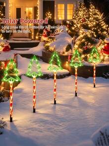 1pc Solar Christmas Tree Light, Waterproof Christmas Tree Design Lawn Decorative Light, Suitable For Christmas Tree Decoration, Winter Outdoor Garden Courtyard, Path, Fence, Step, Terrace, And Christmas Party Atmosphere Lights - Christmas Tree - View 4