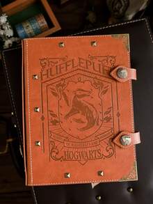 1pc Harry Potter Vintage Four Houses Notebook, House Series, Inner Pages With Vintage Graffiti Style, Vintage Embossed Hardcover Double-Row Metal Snap Loose Leaf Notebook, Handmade Diary, Business Use, Graduation Season Vintage Gift, For Book Lovers And Readers [Officially Licensed] - A - View 10