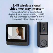 Cámara de timbre inteligente inalámbrica con pantalla de 4.3 pulgadas sin necesidad de WiFi audio bidireccional visión nocturna sistema de intercomunicador para el hogar - Ver 5