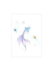 1pc Temporary Tattoo Sticker, Dreamy Gradient Goldfish Star Bubble Pattern, Realistic Fake Tattoo Design, For Daily Wear, Bachelorette Party Favors, Music Festival, Game, Graduation Gift, Lasts 3‑5 Days - Multicolor - View 3