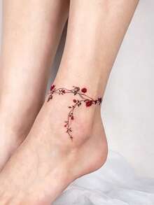 4pcs Temporary Tattoo Sticker, Vine Rose Sunflower Floral Branch Pattern, Realistic Fake Tattoo Design, For Daily Wear, Bachelorette Party Favors, Music Festival, Game, Graduation Gift, Lasts 3‑5 Days - Multicolor - View 6