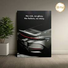 1pc Including The Introduction "No Risk, No Glory, No Failure, No Story," And Accompanied By A Rear-View Image Of A Sports Car, It Is Perfect For Decorating The Living Room, Office, Garage, Men's Private Space,Vintage Frameless Wall Arts Posters - 111 - View 2