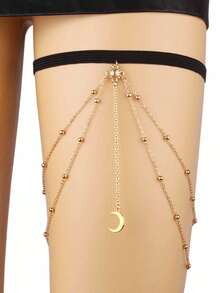 1pc Fashion Sexy Moon Beaded Pendant Women Thigh Chain, Suitable For Daily Wear, Party, Gathering, Festival, Saudi National Day Accessory - Multicolor - View 7