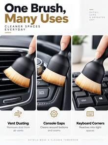 1pc Car Cleaning Brush-Super Soft Bristles, Gentle Cleaning, Multifunctional Dust Removal Tool For Car Interior, Deep Cleaning Of Hard-To-Reach Areas, Necessary Car Care Accessories. - A - View 7