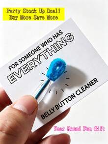 1pc "For Someone Who Has Everything" Belly Button Cleaner Printed Card, Hilarious Gag Gift Set With Mini Cleaning Brush For Friends & Coworkers - Belly Button Brush - View 3
