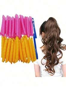 20pcs Heatless Curling Rods, Spiral Hair Styling Tool With Styling Hook, Magic Curling Rods For Home Use And Hair Salon DIY, Can Create Multiple Hairstyles - Multicolor - View 2