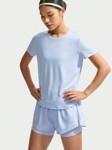 Nike Women AS W NK ONE CLASSIC DF SS Short Sleeve Knit Collarless T-Shirt TFN2799-408 - Blue - View 4